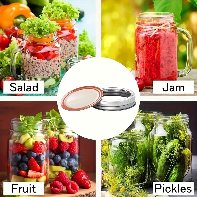 20 Pieces Can Lid Set for Regular and Wide Mouth Mason Jars with Silicone Sealing Rings