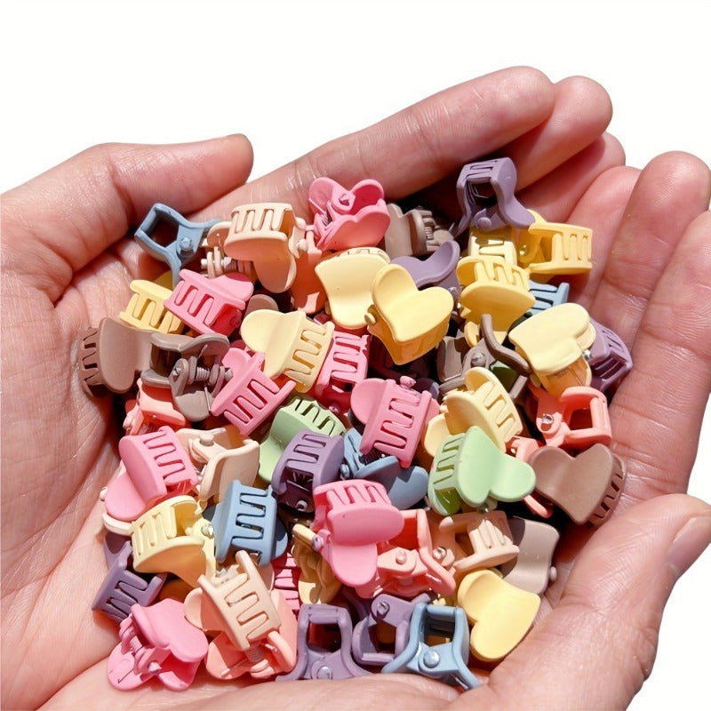 Set of 50 Mini Plastic Flower-Shaped Hair Clips for Girls and Teens