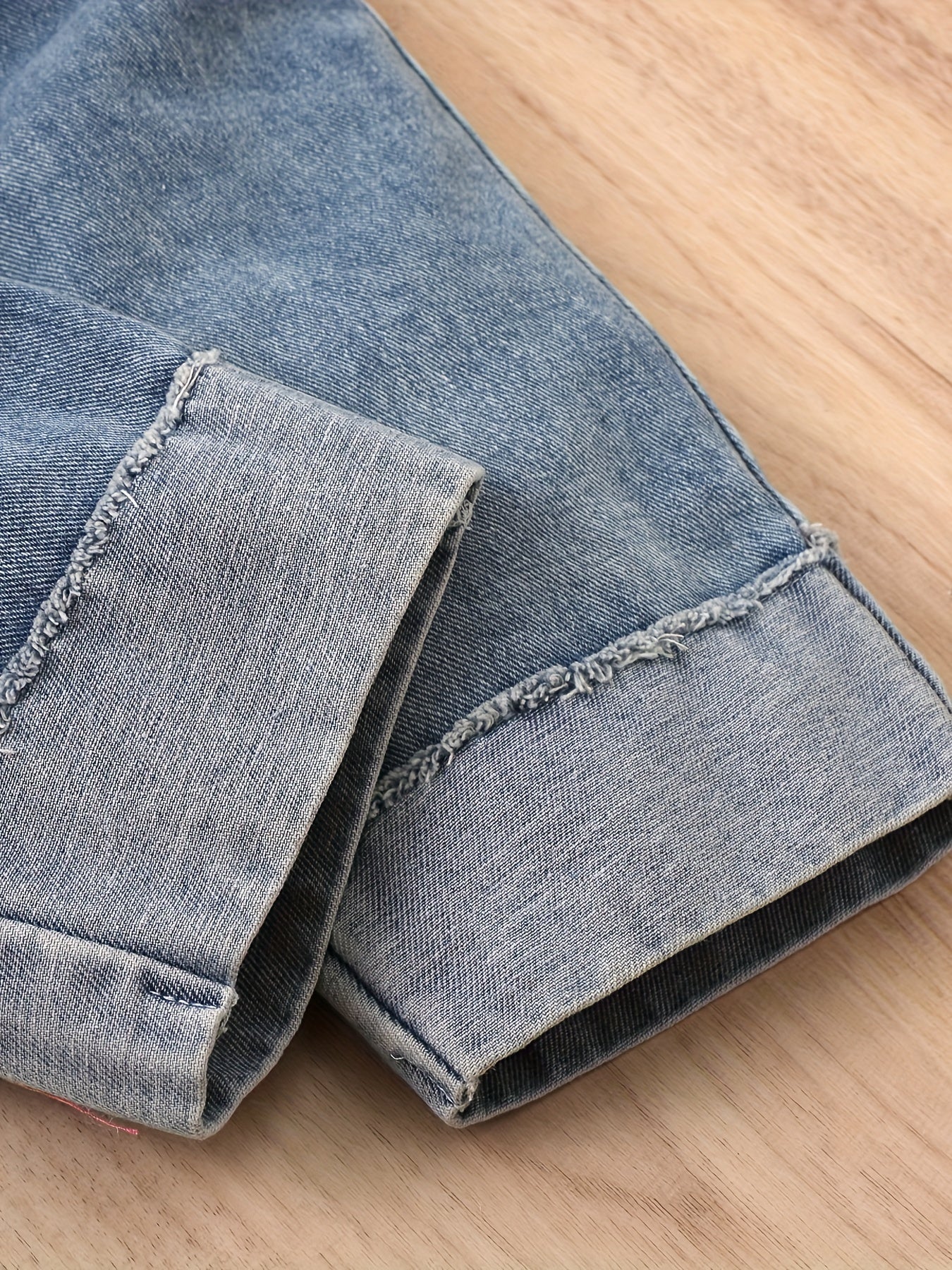 Девочки Коттон Деним Комбинезон с полосатой длинной рукавом и прямым подолом