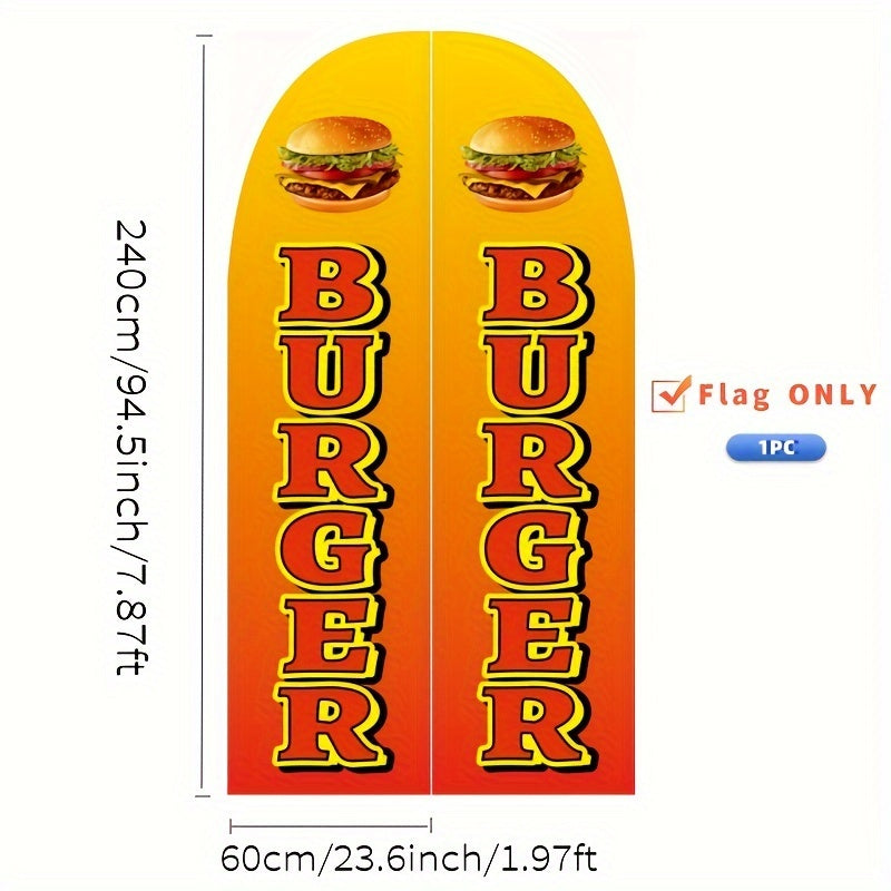 Outdoor Advertising Flag Polyester Digital Printed for Promoting Hamburger Products 110G Warp-Knitted Fabric