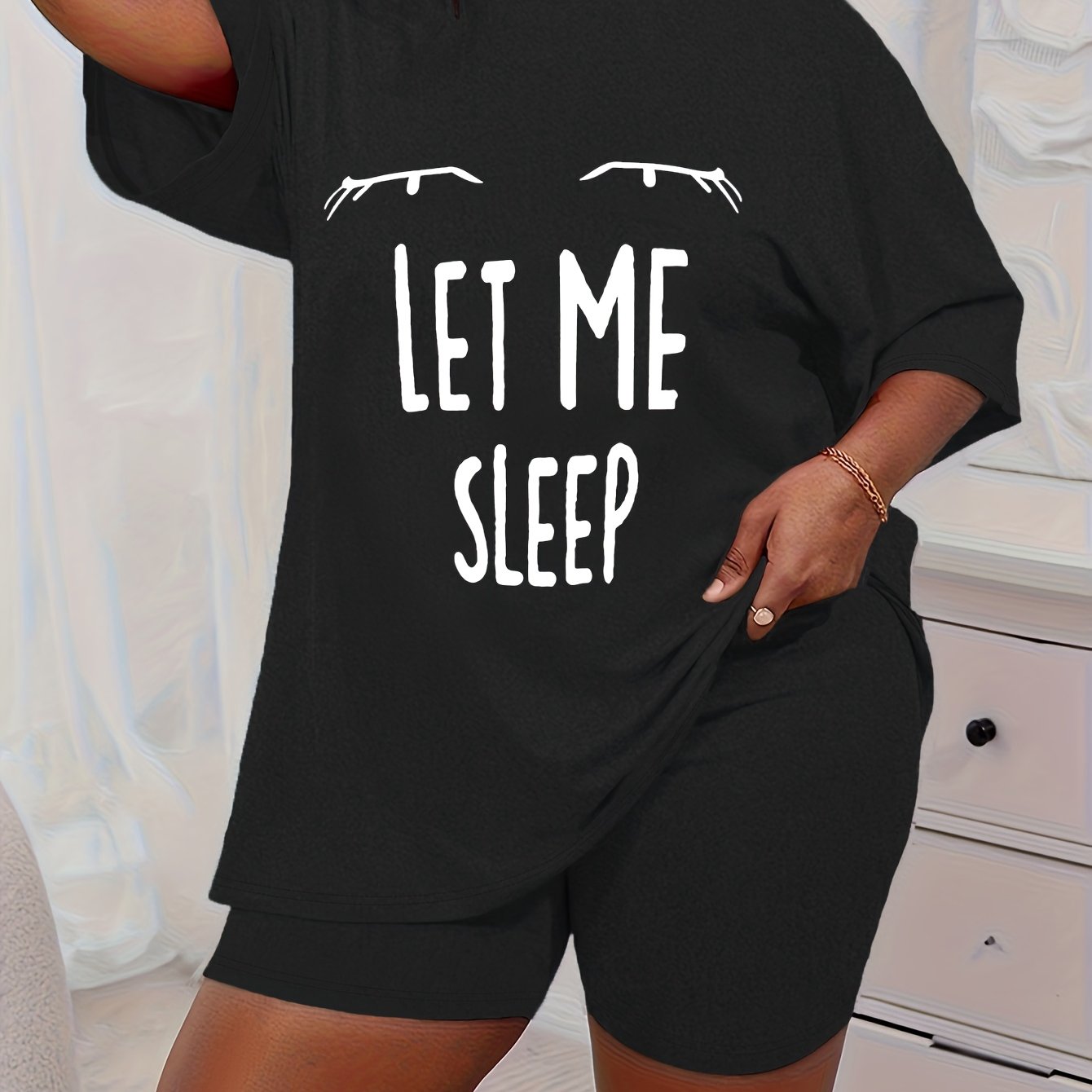 Women Plus Size Leopard Print Sleepwear Set Short Sleeve T-Shirt Shorts