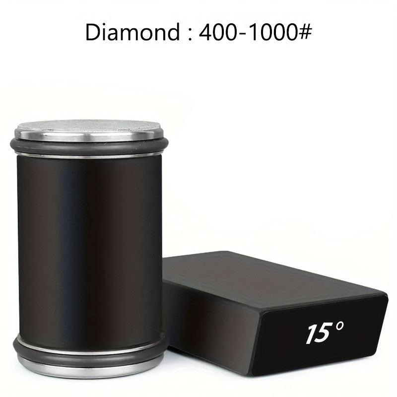 Magnetic Diamond Knife Sharpener with Aluminum Kitchen Tool, 15/20 Degree Angle, Wooden Base