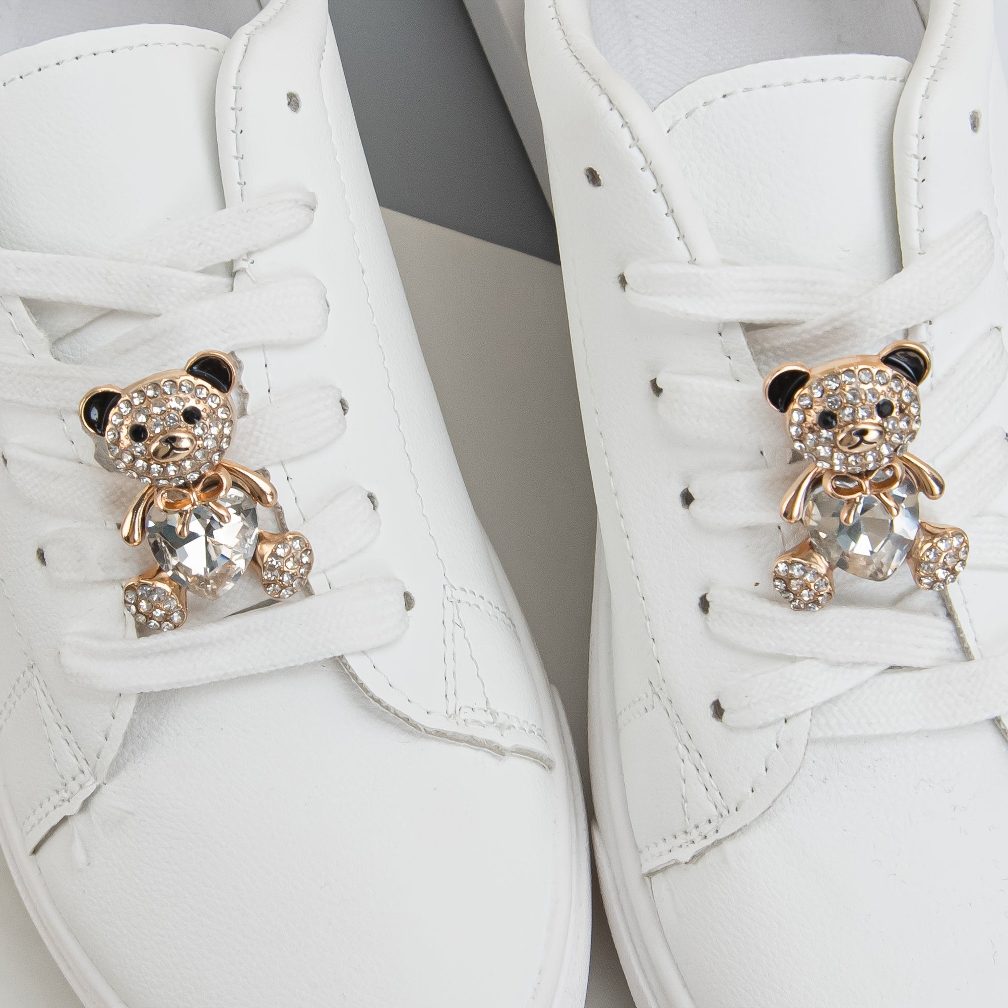 Cute Teddy Bear and Heart Shoe Charms Zinc Alloy Crystal Accents for Sneakers