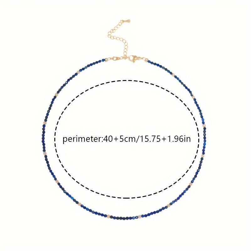 Bohemian Lapis Lazuli Beaded Necklace for Women Natural Stone Jewelry Gift