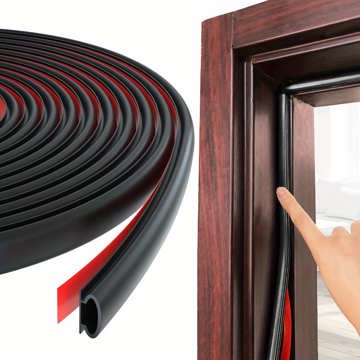 Self-Adhesive Rubber Weather Stripping for Doors and Windows 10ft Black White Brown Fire-Resistant