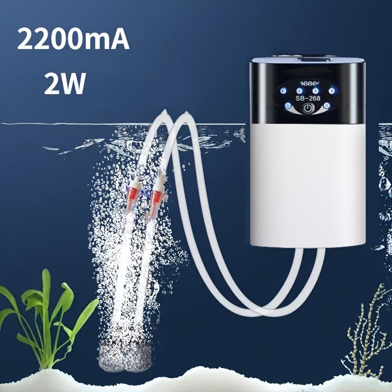 Rechargeable Fish Tank Air Pump with USB and Battery Power Semi-Automatic Aquarium Aerator