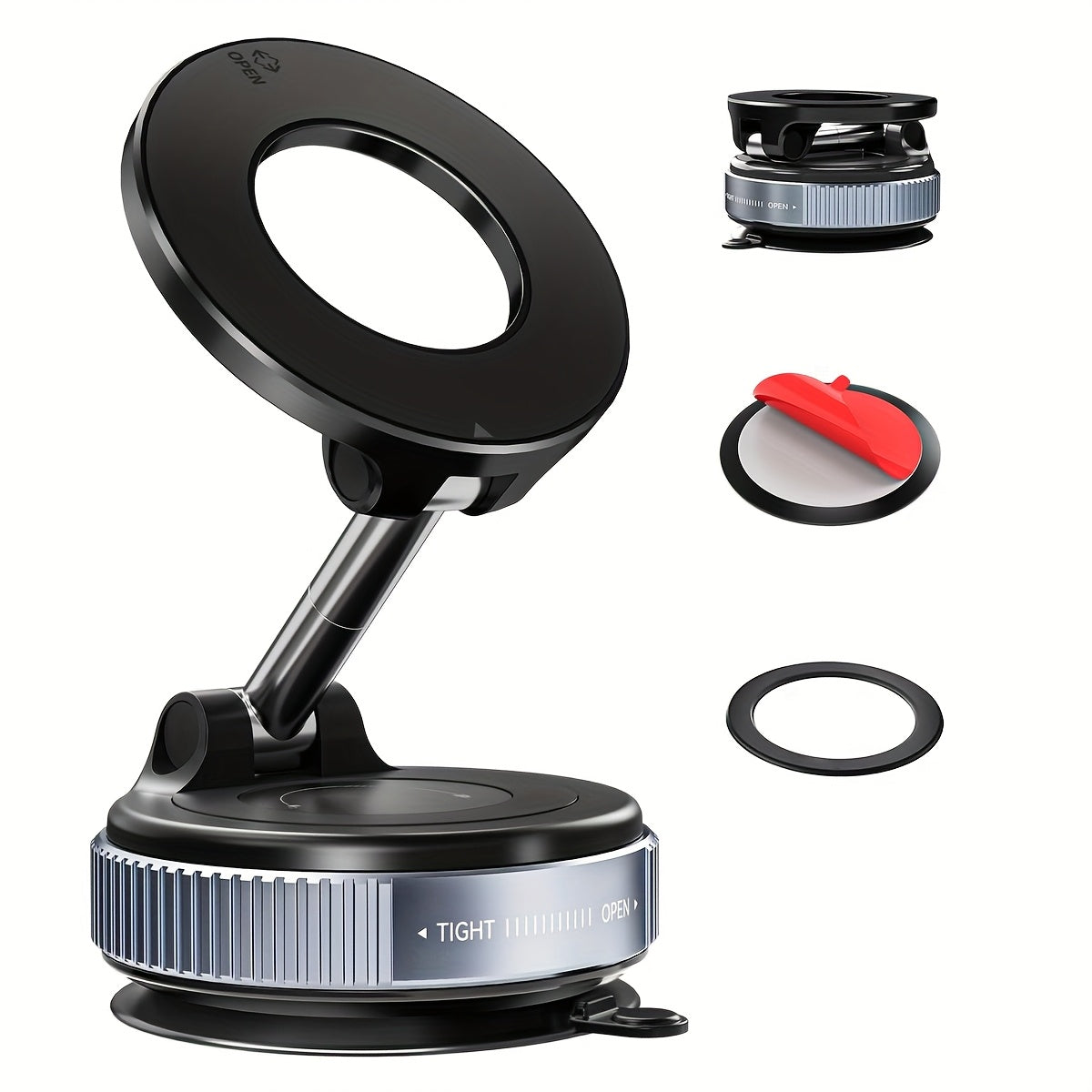 Magnit telefon o'rnatgichi, Zink alloy, vakuum suyuqligi, 360° aylantirish, avtomobil yoki hammom uchun