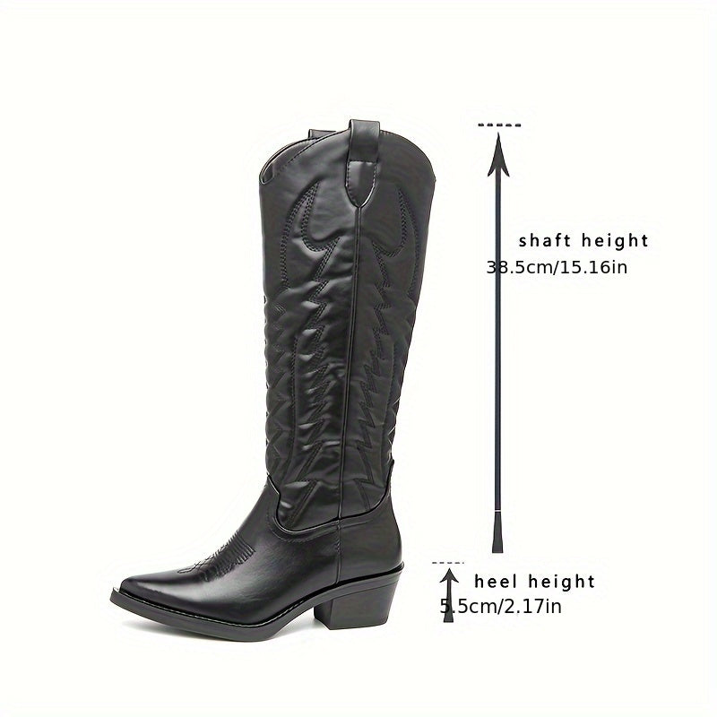 Women's Wide Width Faux Leather Mid-Calf Riding Boots with Zip