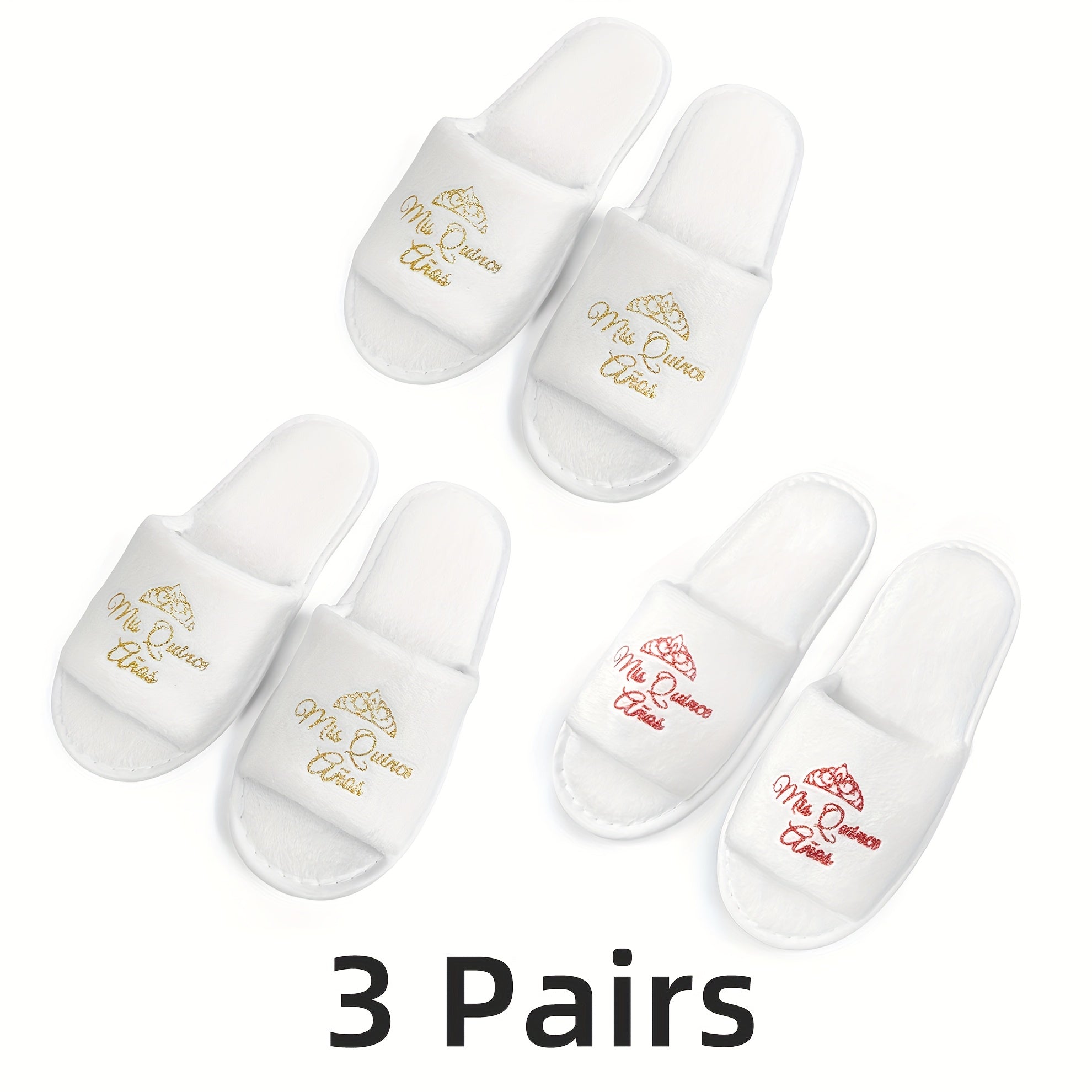 Girls Quinceanera Glitter Gold Slippers Open Toe Indoor Shoes