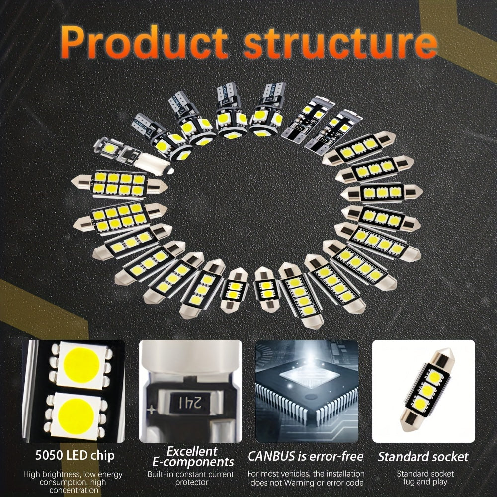 23Pcs White LED Bulb T10 W5W Interior Map Dome Light 6000K
