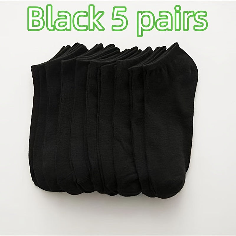 Men's Invisible Boat Socks Solid Color Summer Casual Low-Cut 6 Pairs