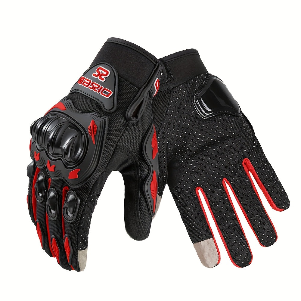 Summer Touchscreen Motorcycle Gloves Full Finger Men Women Polyester Fiber Adjustable Closure