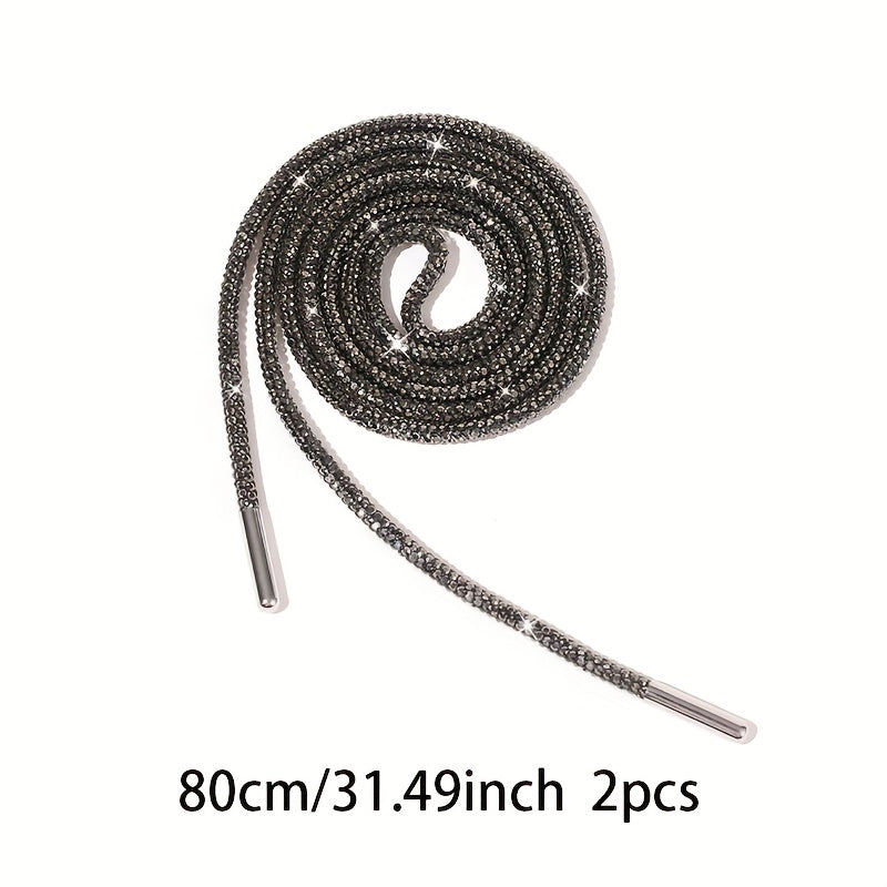 Unisex Rhinestone Shoelaces Solid Color Twist Ribbon DIY Shoe Accessories