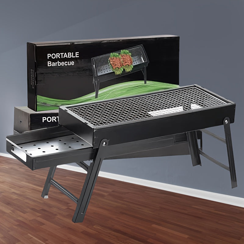 Sayohat, piknik va tashqarida BBQ uchun mukammal bo'ladigan portativ yig'iladigan barbekyu grill. Tashqarida ovqat pishirishni osonlashtiring.