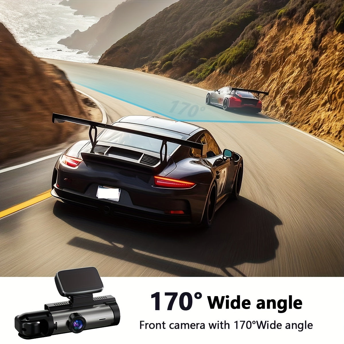 1080P Full HD 3-Channel Car Dash Cam with Front Rear Interior Cameras LED Display 32GB Memory