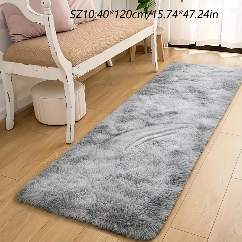 Alfombra de felpa con degradado tie-dye gris claro para sala de estar y dormitorio, 5x7 pies