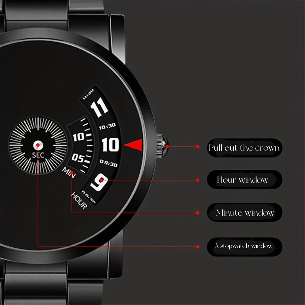 Men's Black Leather Watch for Fashion Students