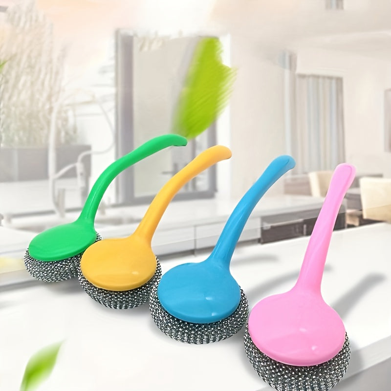 Stainless Steel Kitchen Scrubber with Handle, Non-Stick Pan Safe Detachable Design