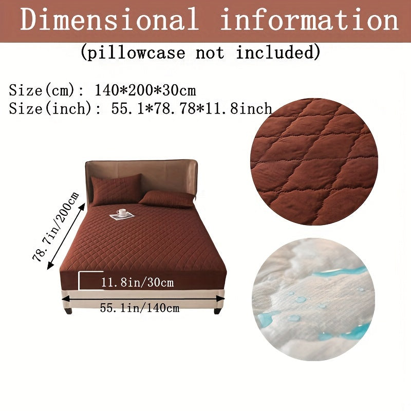 Waterproof Fitted Sheet with Geometric Embossed Pattern Deep Pocket Bed Sheet for Bedroom and Guest Room