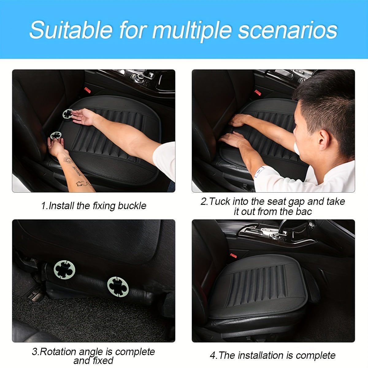 Faux Leather Car Seat Protector Cushion with Breathability and Anti-Slip Safety