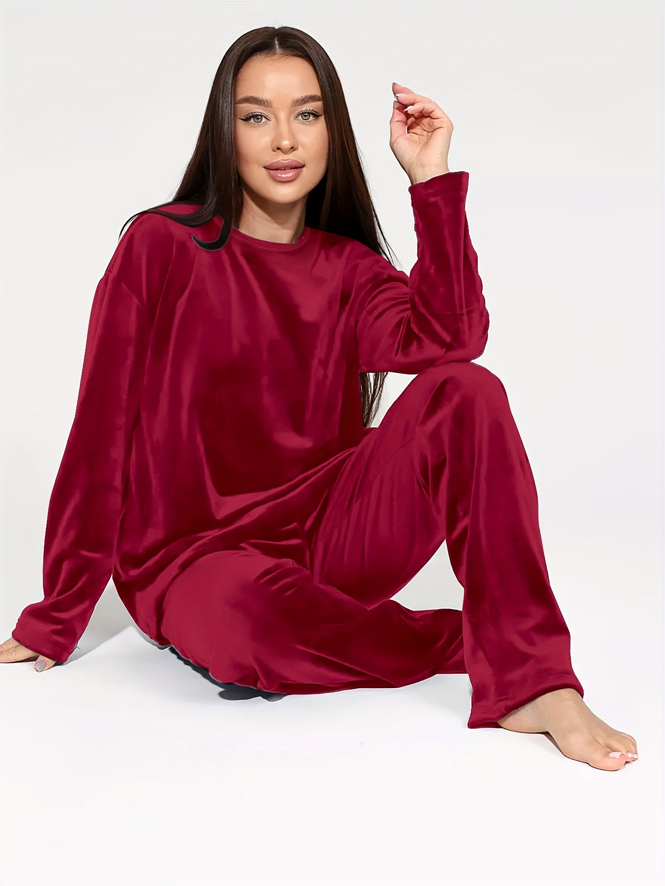 Conjunto de dos piezas de terciopelo para niñas, con pantalones de manga larga, otoño e invierno