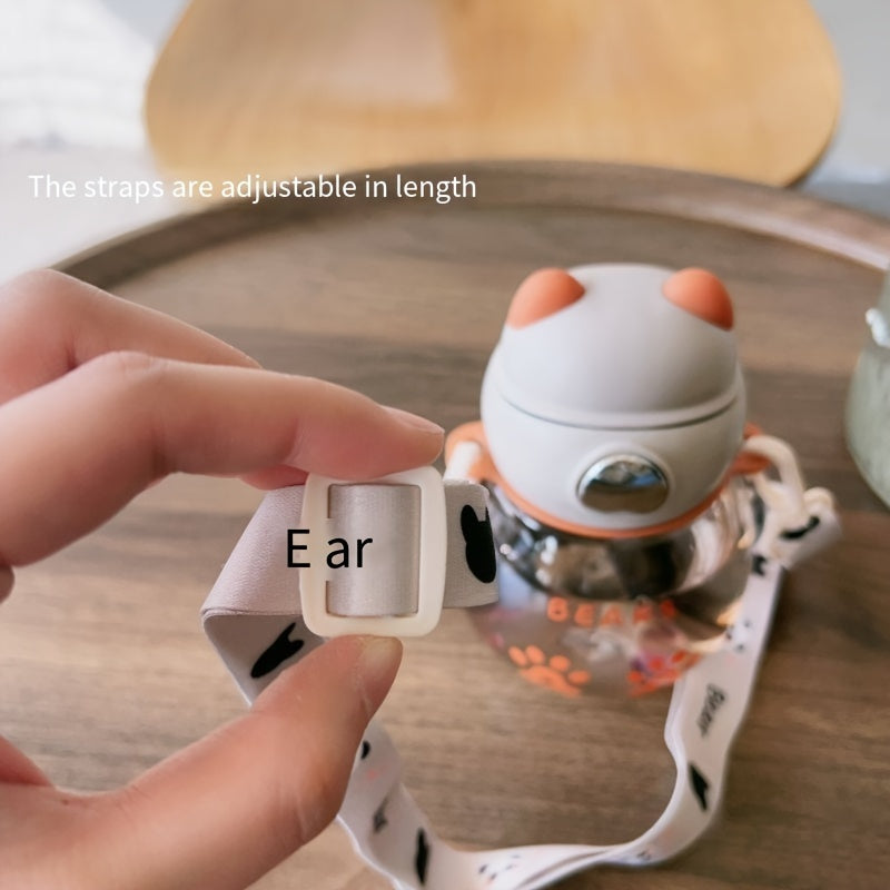 Small Reusable Water Bottle with Straw and Shoulder Strap for School and Outdoor Sports