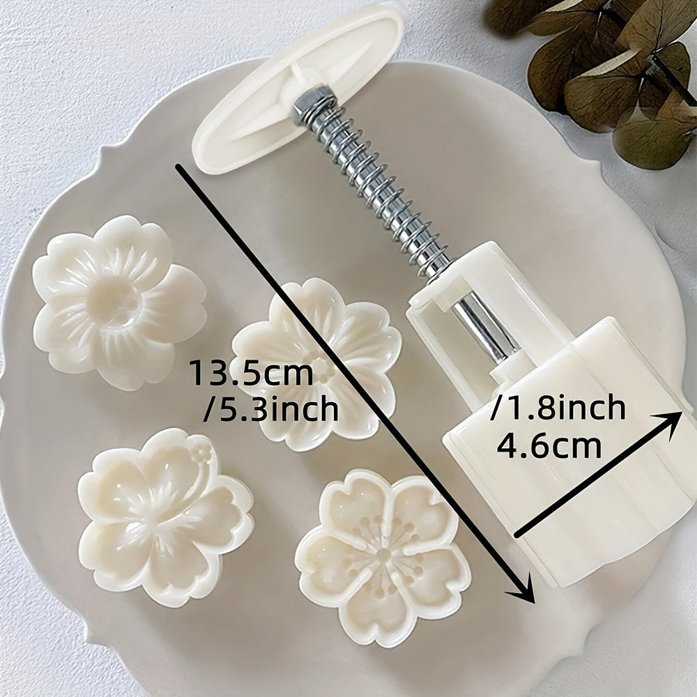 Flower Cookie Press Set 5 Pieces, ABS Plastic, Create Mooncakes and Pastries