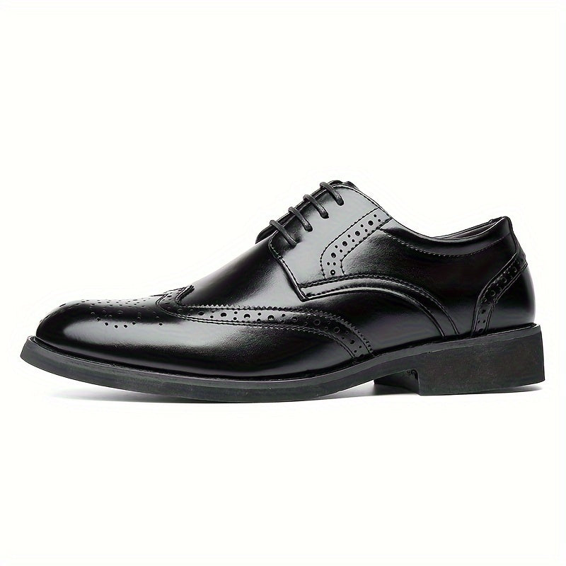 Zapatos de cuero tipo wingtip brogue para hombre con cordones y suela de goma para uso formal y casual