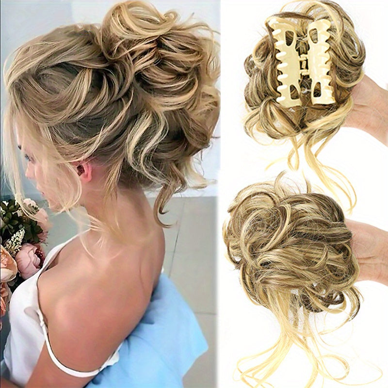 Women's Synthetic Hair Bun Claw Clip for Updos and Styling