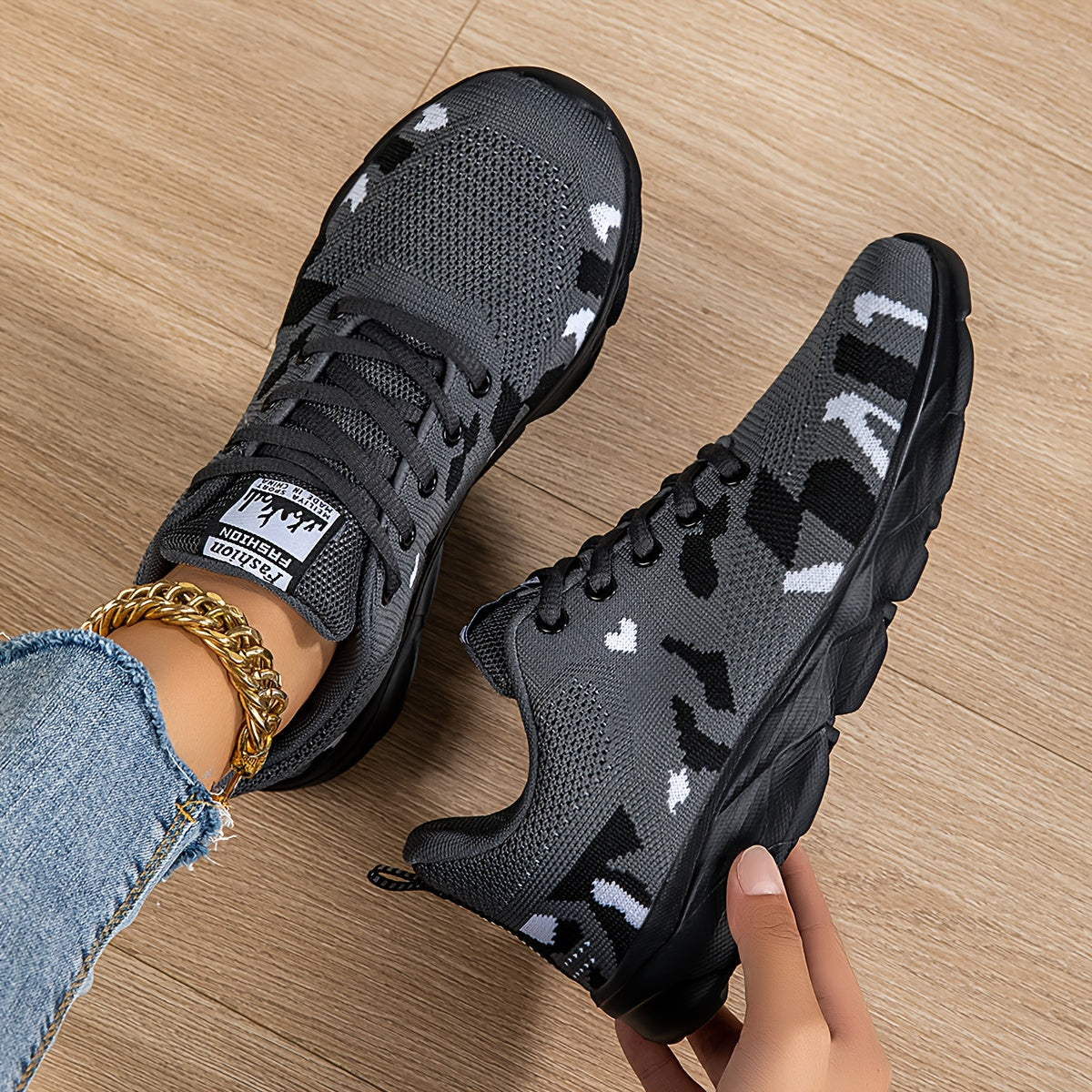 Women's Camouflage Mesh Sneakers Lightweight Slip-Resistant Walking Shoes