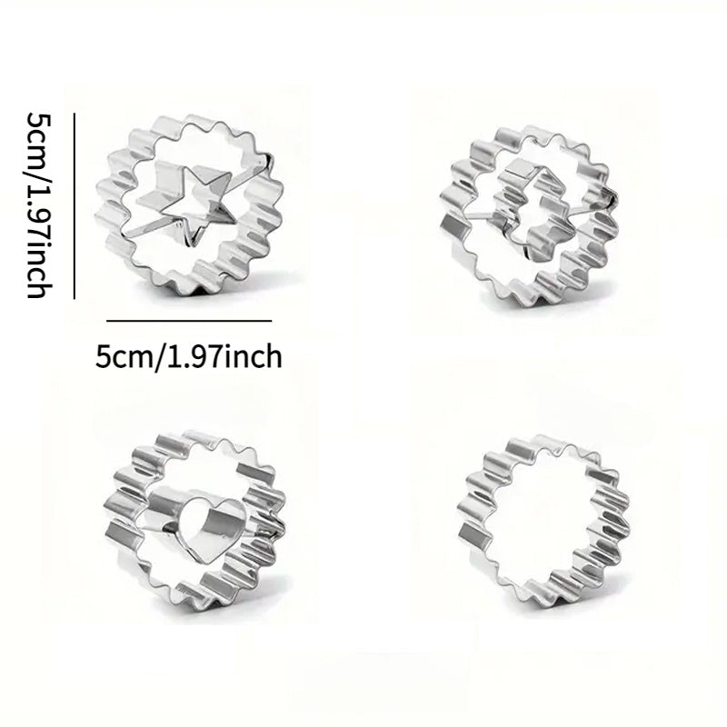 Set of 4 Stainless Steel Cookie Cutters for Holidays Heart Star Christmas Tree Pastry Baking