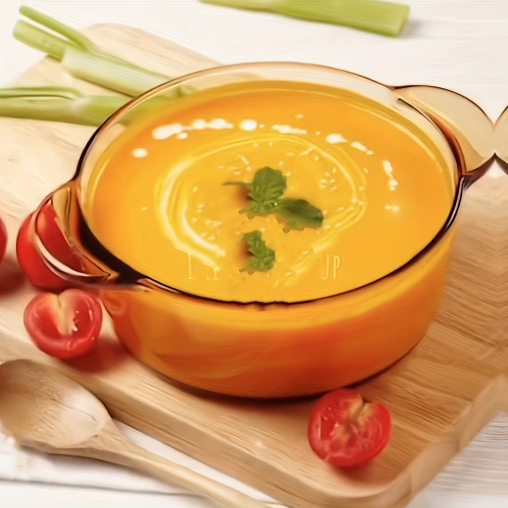 Olla de sopa de vidrio de borosilicato de 2500ml con tapa, apta para microondas y lavavajillas