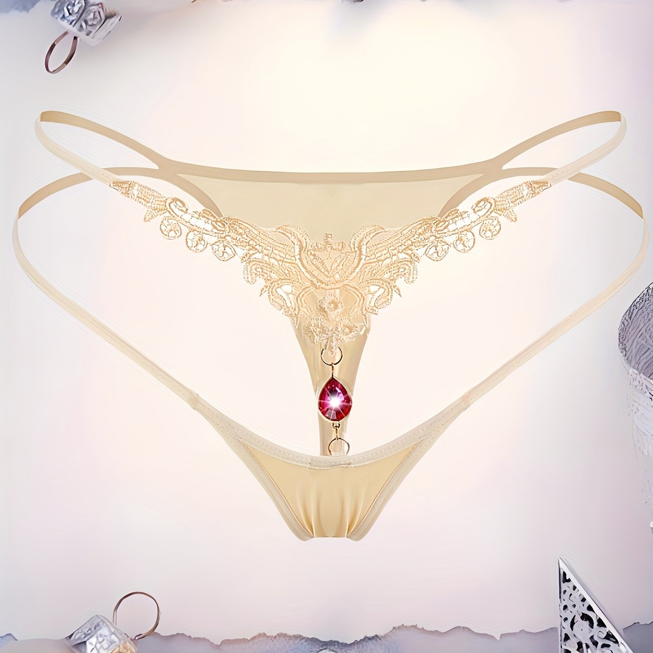 Girls Rhinestone Thong Underwear with Sparkling Design