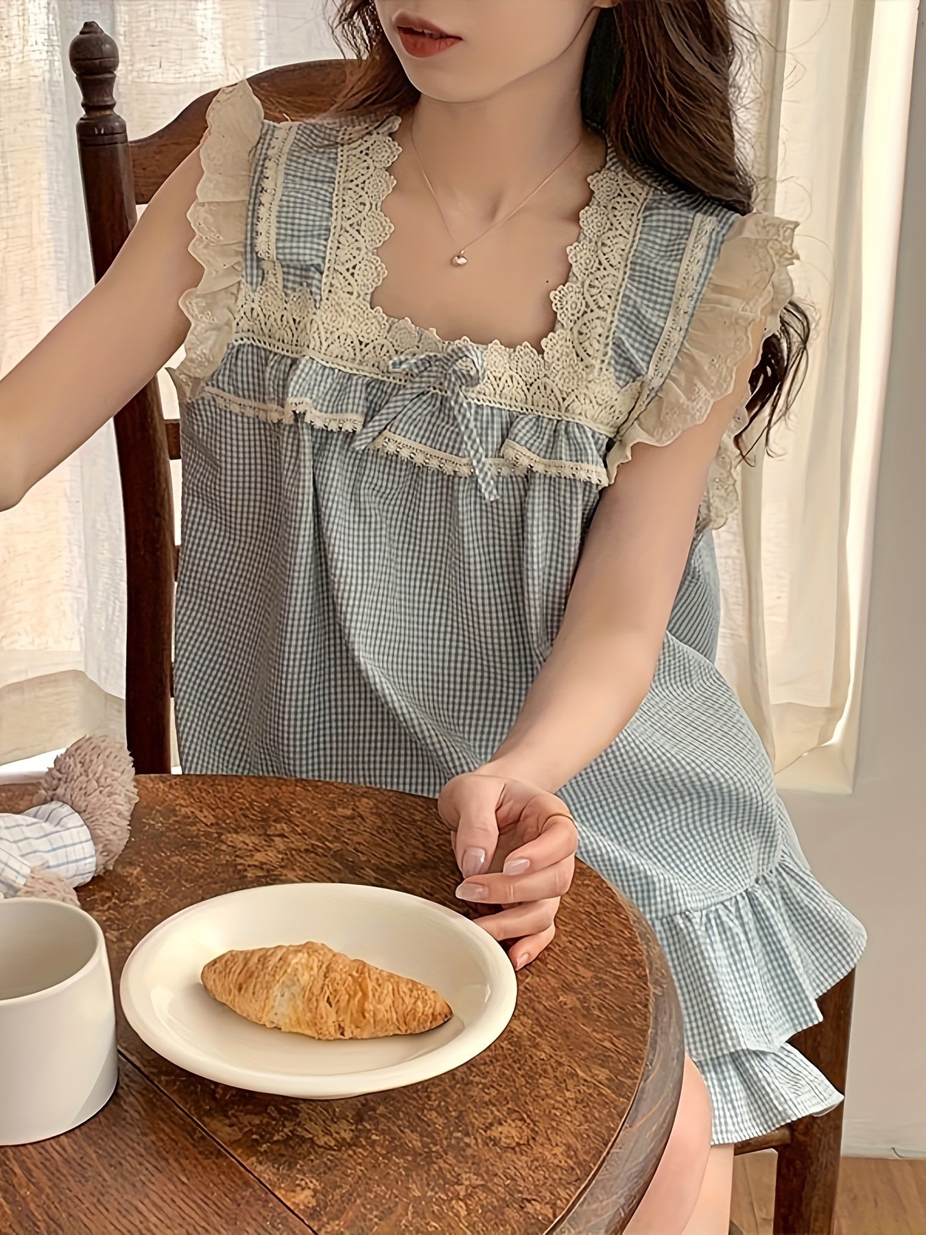 Women's Summer Pajama Set Sleeveless Plaid Short Sleeve Sleepwear for Women