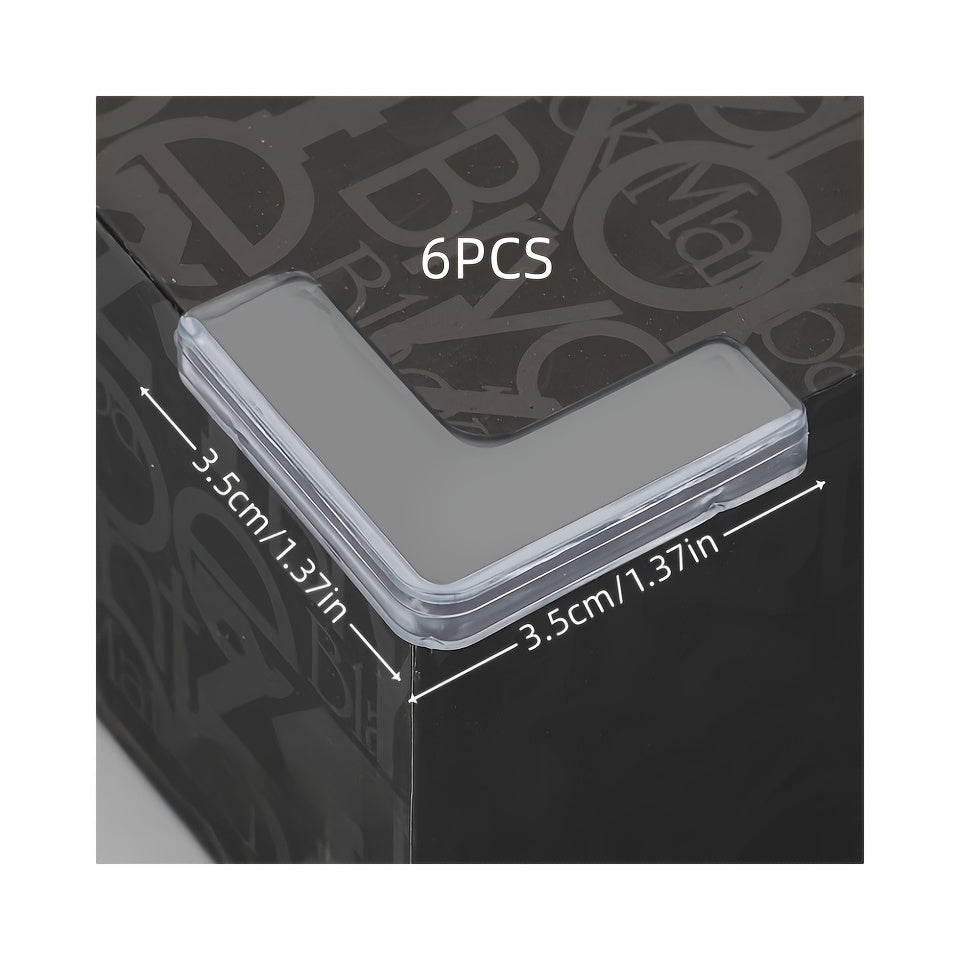 L-Shaped Transparent Table Corner Protectors for Furniture Safety 6 Pack