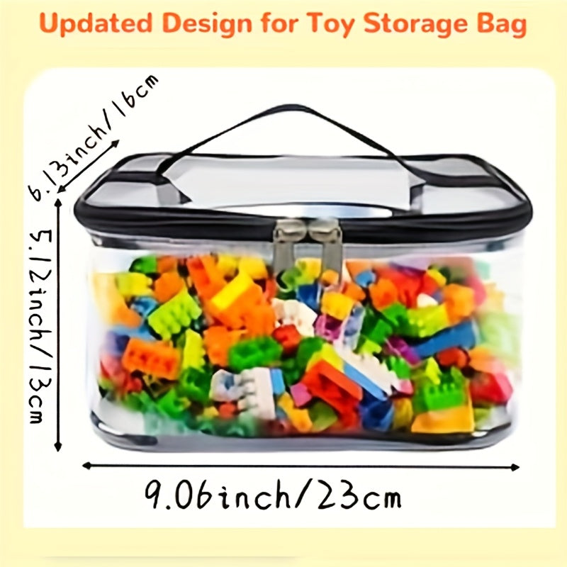 Oson tashish uchun qulay tutqich bilan, shaffof PVC tashkilotchisi, ikki tomonlama ziplar, suv o'tkazmaydigan portativ o'yinchoq saqlash sumkasi