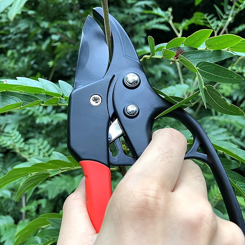 Professional Ratchet Anvil Pruning Shears with Segmented Pulley and Reinforced Handle