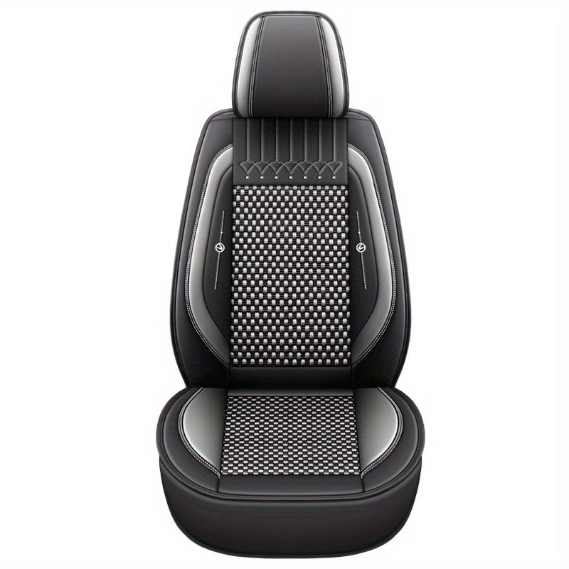 Universal Car Seat Cover Full Enclosure PU Leather Ice Silky Fiber All-Season