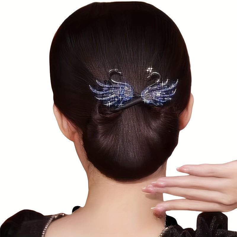 Women Vintage-Inspired Alloy Hair Bun Maker with Rhinestones Formaldehyde-Free