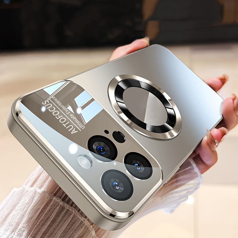 Matte Titanium Phone Case for iPhone with Magnetic Wireless Charging and Shockproof Camera Lens Protection