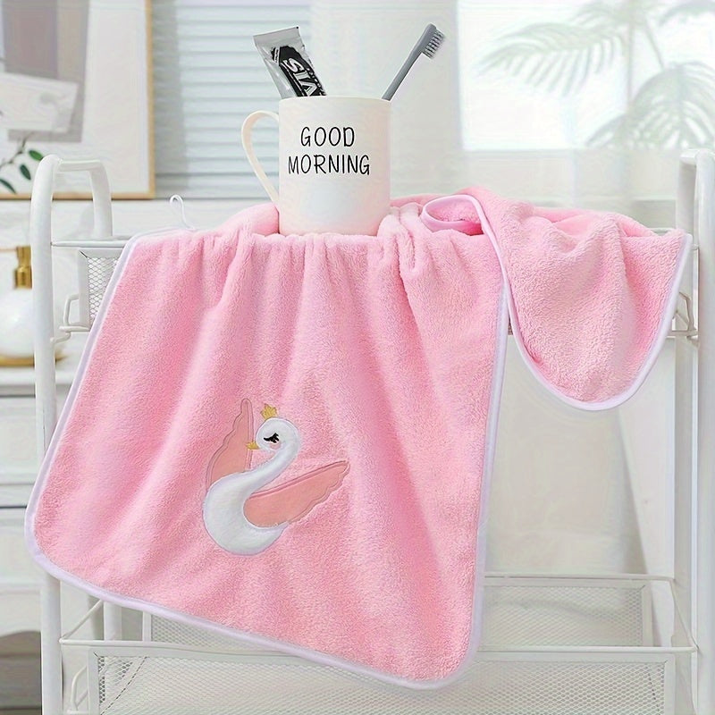 Toalla de baño de dibujos animados de cisne para niños 75x35cm suave, absorbente y de secado rápido