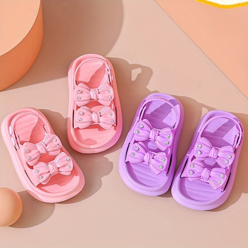 Girls' Bowknot Sandals Low Top EVA Open Toe Indoor Outdoor