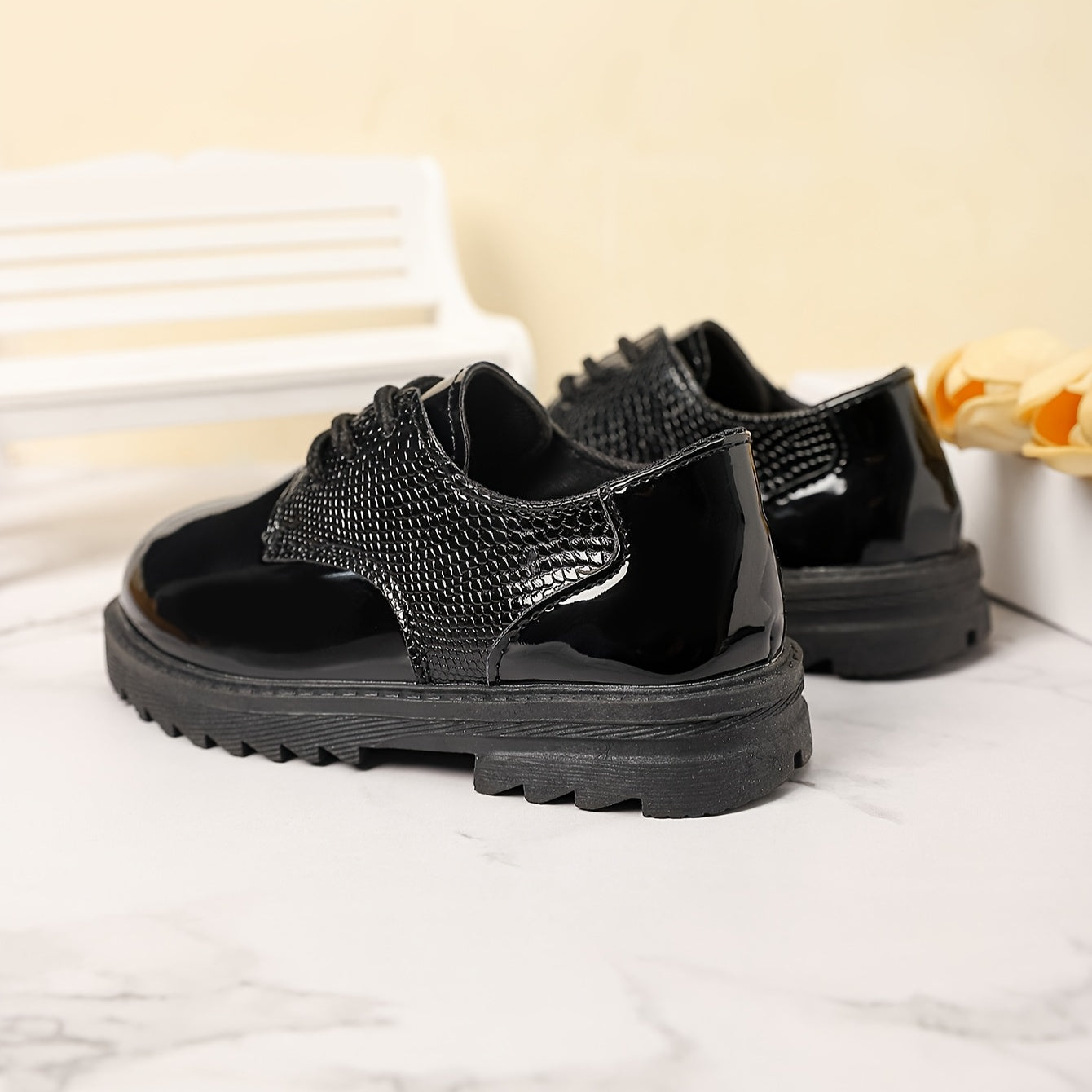 Kids Boys Flat Shoes All-Season Casual PU Low Top Lace Round Toe
