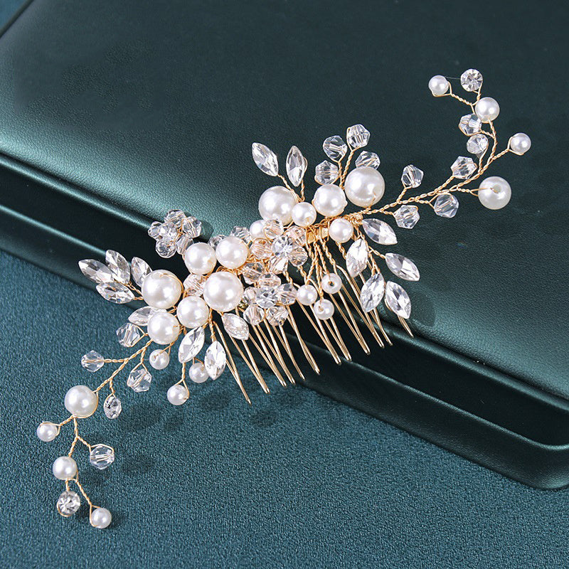 Silvery Hair Comb with Faux Pearls and Rhinestones for Wedding Bridal Hair Accessories