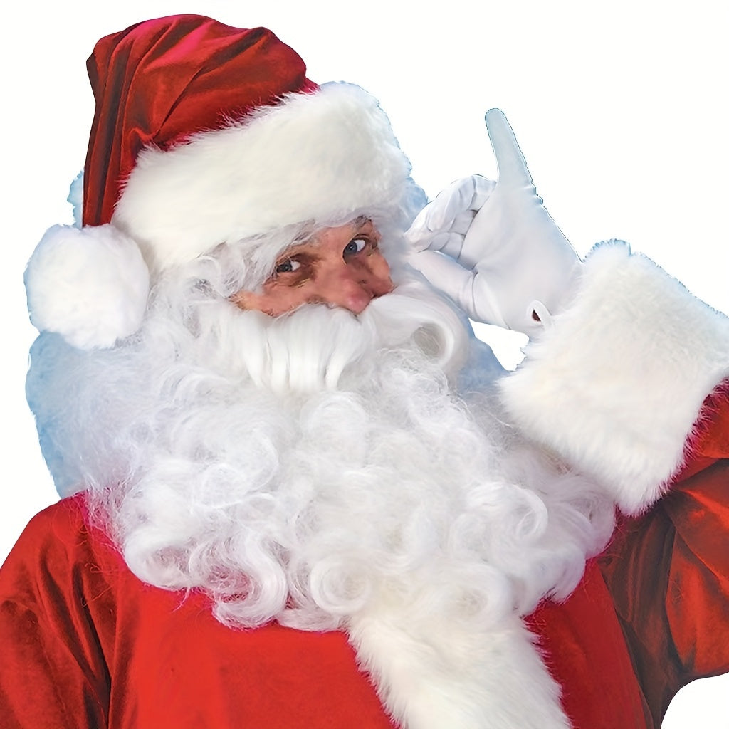 Santa Claus Costume Set with Wig Beard Hat and Gloves for Holiday Parties