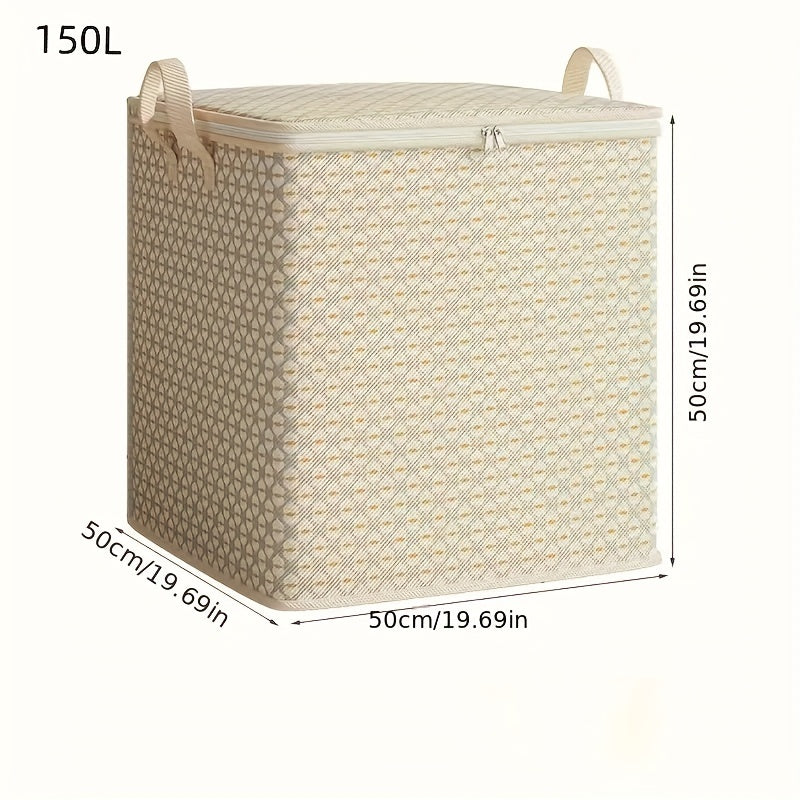 Large Plaid Storage Box with Handles and Double Zippers for Clothing Bedding and Moving