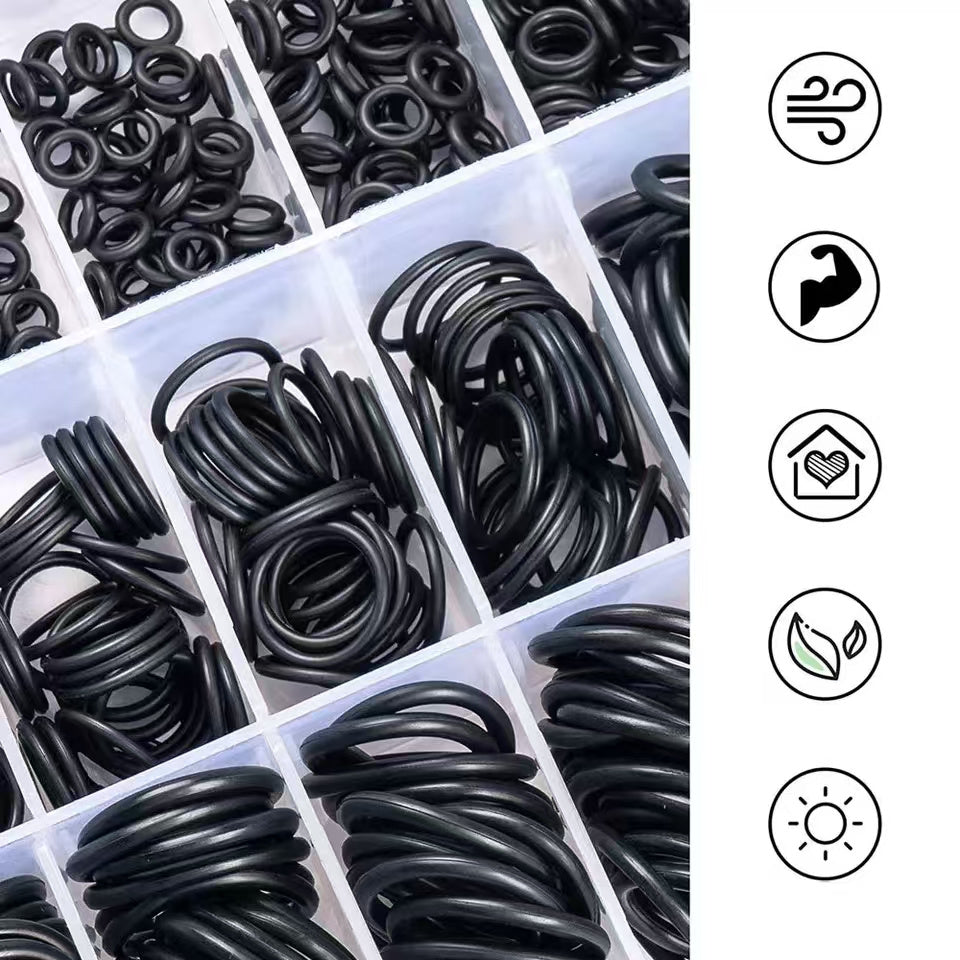 225-Piece O-Ring Kit Rubber Seals for Automotive Machinery Oil Water Resistant