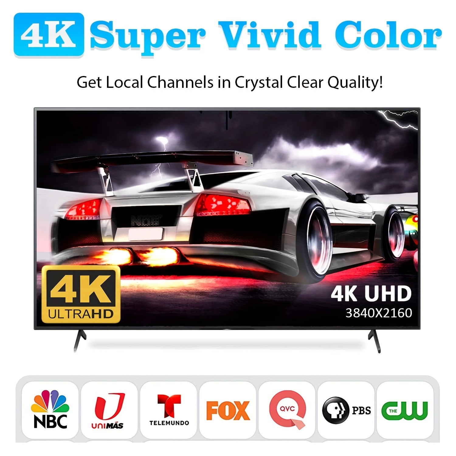 Antena de TV digital HD para interior y exterior, recepción de 360°, compatible con 4K y 1080P