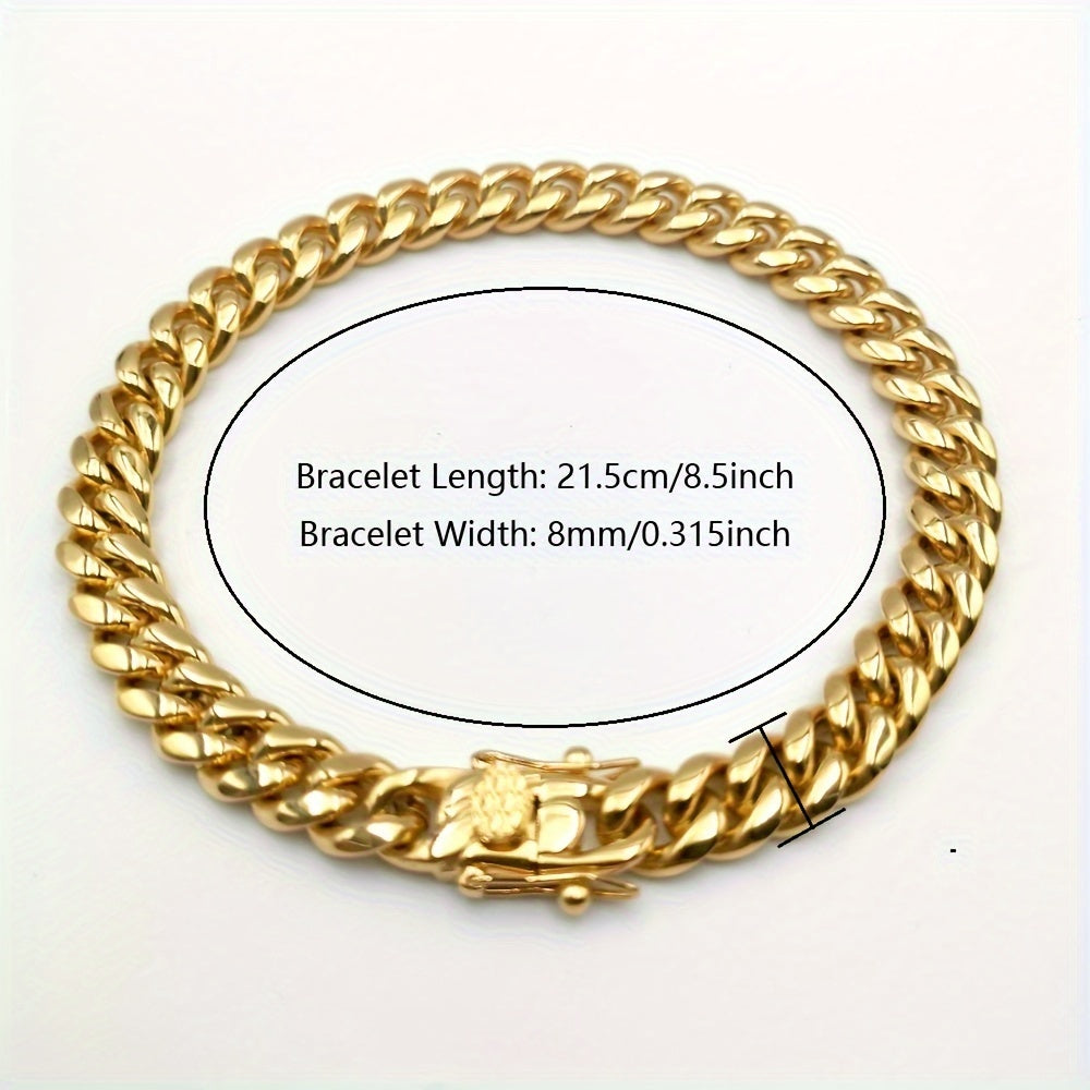 Stainless Steel Hip Hop Link Chain Jewelry Set for Men Choker Necklace and Bracelet