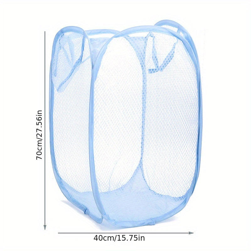Gran cesta de lavandería con apertura emergente y diseño transpirable de malla, cesta plegable para ropa y juguetes